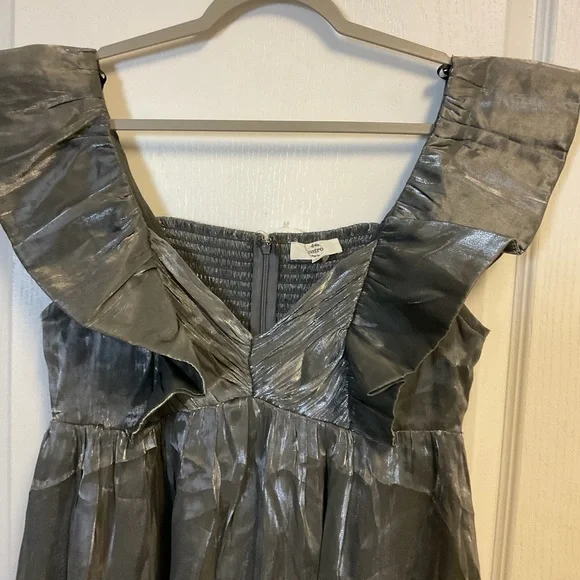 Entro Shimmering Silver Ruffle Mini Dress - Picture 4 of 10